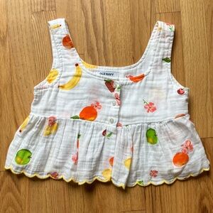 Old Navy Kids 100% Cotton Summer Croptop with Fruit Print - White